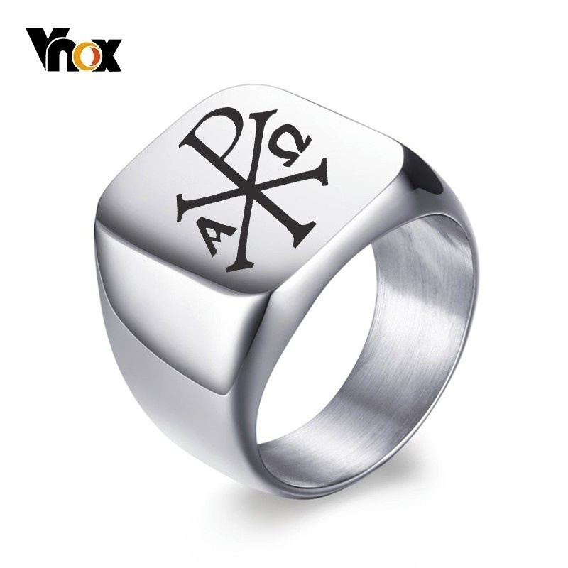Signet Ring Men - Vnox-خاتم ختم من الفولاذ المقاوم للصدأ
