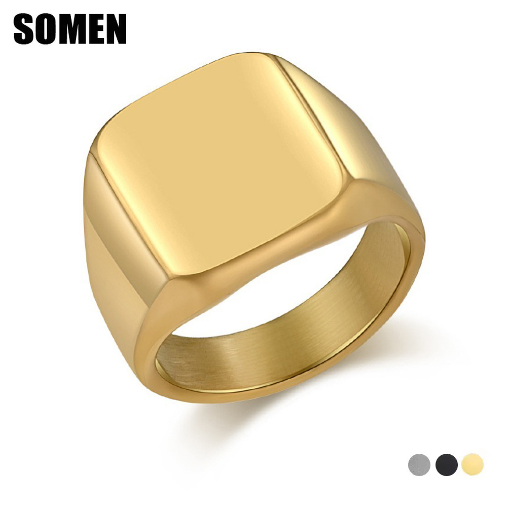 Signet Ring Men - سومن الخاتم مربع التنغستن كربيد الدائري
