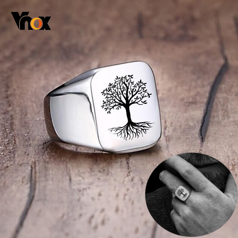 Signet Ring Men - Vnox-خواتم رجالية مع نقش ، مجوهرات