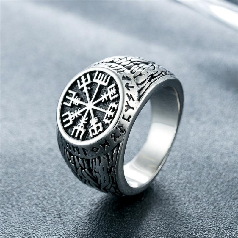 Signet Ring Men - خمر فايكنغ رون الخاتم الاسكندنافية للرجال