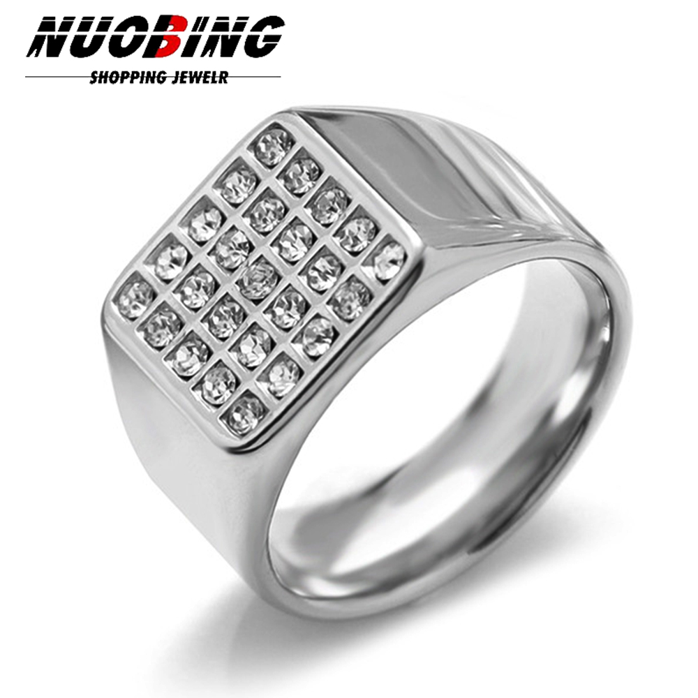 Signet Ring Men - 14 مللي متر حساسة لامعة زركون