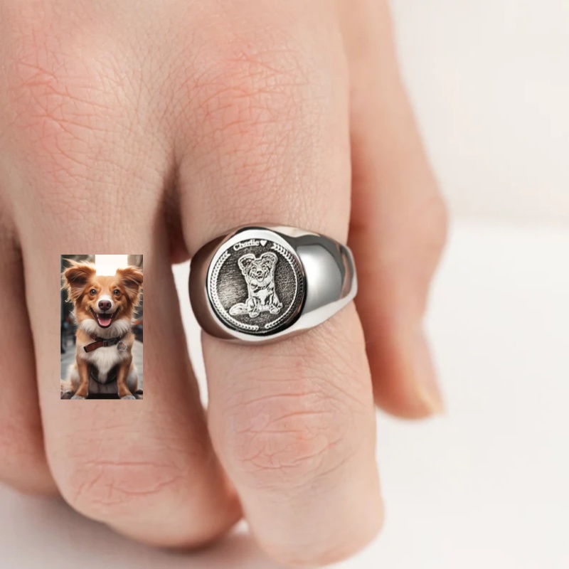 خاتم مخصص للرجال مع نقش صورة ش - مراجعة Signet Ring Men وسعره