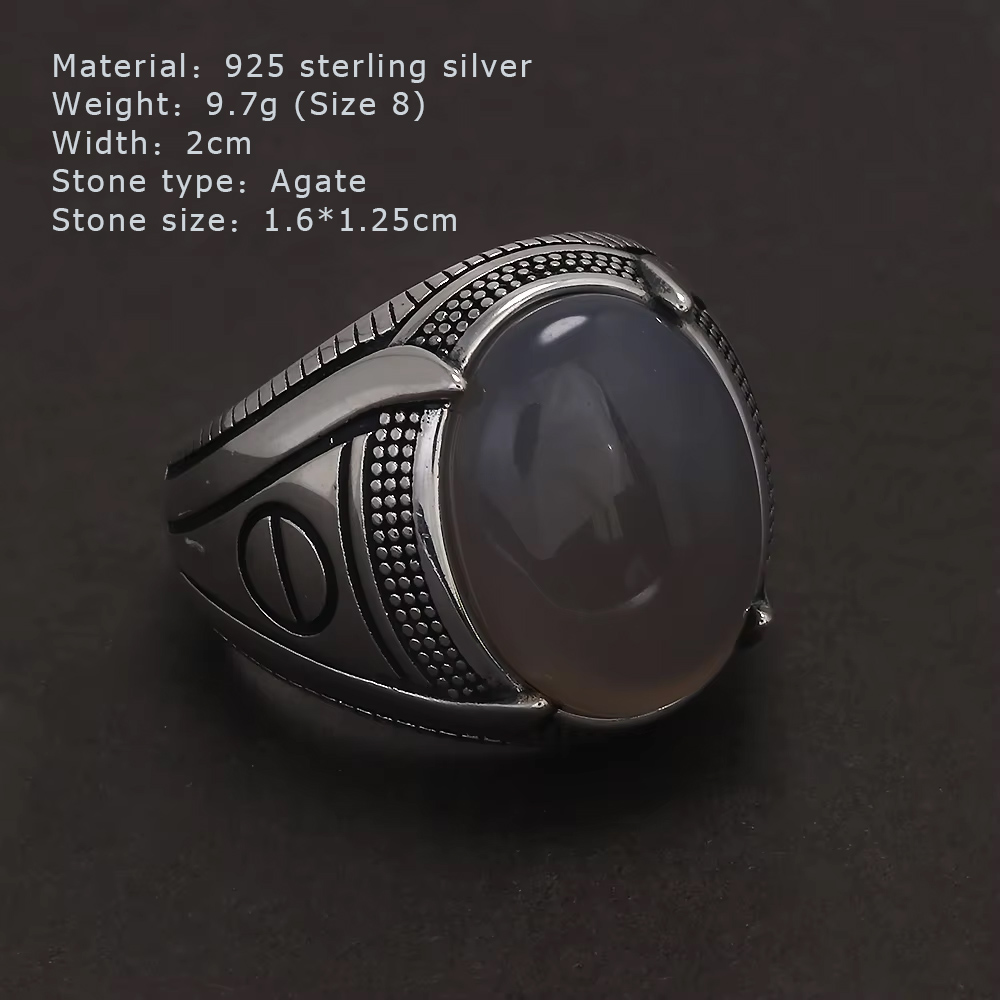 S925 فضة العقيق الخاتم الدائري - مراجعة Signet Ring Men وسعره