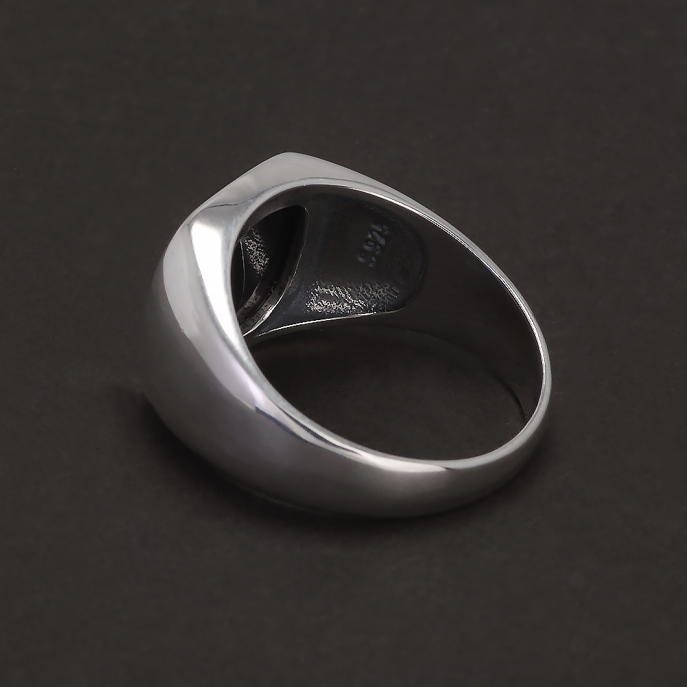 S925 فضة الأسود الجزع الخاتم ا - مراجعة Signet Ring Men وسعره