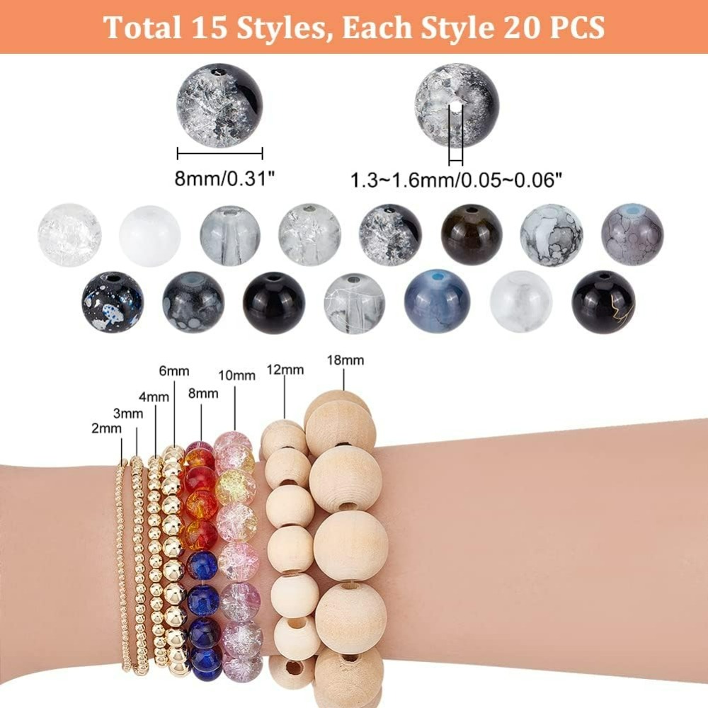 300 قطعة 8 مللي متر الخرز الزج - مراجعة Bracelet Beaded Men وسعره