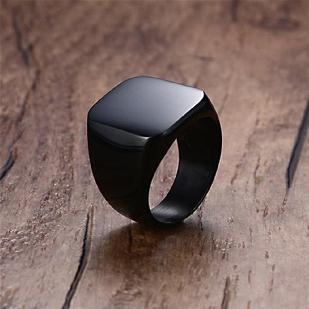 خواتم سوداء ناعمة من الفولاذ ا - مراجعة Signet Ring Men وسعره