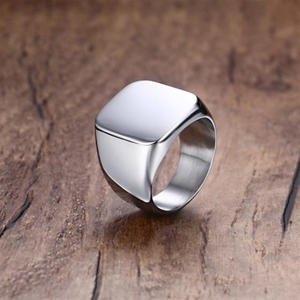 خواتم سوداء ناعمة من الفولاذ ا - مراجعة Signet Ring Men وسعره